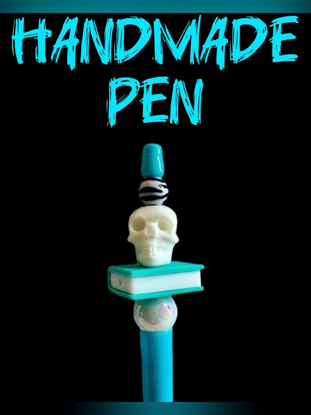 Horror Reader - Custom Ink Pen - Skull Book Lover